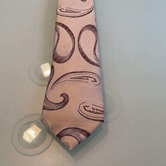 Ferre massimo tie hand made beige brown paisley - Picture 2 of 4